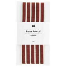 Webband Streifen, 100% Polyester, Bordeaux-Creme, 38 mm x 3 m