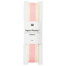 Webband Duo Streifen, 100% Polyester, Gelb-Pink, 16 mm x 3 m