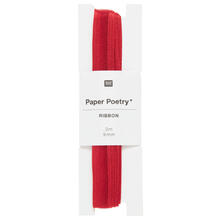Organzaband, 100% Nylon, Roter Rand, 9 mm x 3 m