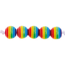 Kunststoff-Perlen, Itoshii, gestreift, rund, 6 mm, 80 Stk, Regenbogen