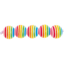 Kunststoff-Perlen, Itoshii, gestreift, rund, 8 mm, 48 Stk, Regenbogen Candy
