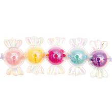 Kunststoff-Perlen Itoshii, Bonbon, transparent, 22 x 12 x 12 mm, 6 Stk, Bunt