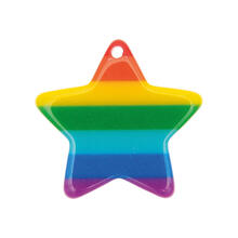Kunststoff-Anhnger, Itoshii, Stern, gestreift, 26 x 25 x 3 mm, 1 Stk, Regenbogen