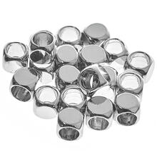 Metall Groloch-Perlen, Itoshii Ponii, Wrfel, 5 x 5 mm, 20 Stk, Silber
