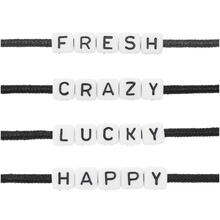 Kunststoff Wrfelperlen Set, Itoshii Ponii, 10 mm, 20 Stk, Fresh-Crazy-Lucky-Happy, Wei