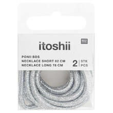 Ketten 2er Set, Itoshii Ponii, Schnrsenkel-Style, 62 cm und 78 cm, Silber glitzernd