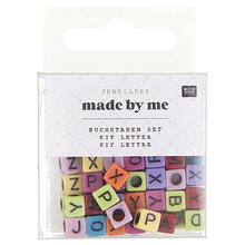 Kunststoff-Perlen, Buchstaben Mix, Wrfel, 6 x 6 x 6 mm, 99 Stk, Regenbogen sortiert