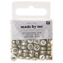 Kunststoff-Perlen, Itoshii, Buchstaben Mix, rund, 7 x 4 mm, 165 Stk, Gold