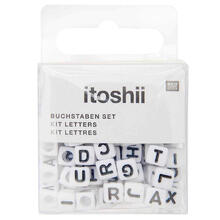 Kunststoff-Perlen, Itoshii, Buchstaben Mix, Wrfel, 6 x 6 x 6 mm, 99 Stk, Wei