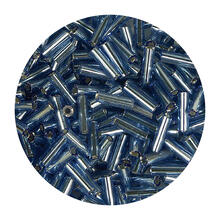 Rocailles-Perlen Stbchen, 6,75 mm, 14 g, Trkis mit Silbereinzug