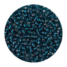 Rocailles-Perlen, 3,1 mm, 14 g, Petrol mit Silbereinzug