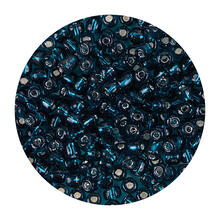Rocailles-Perlen, 4 mm, 14 g, Petrol mit Silbereinzug