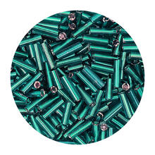 Rocailles-Perlen St�bchen, 6,75 mm, 14 g, Petrol Irisierend