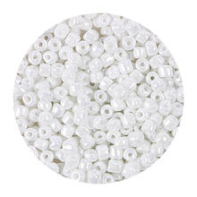 Rocailles-Perlen, 4 mm, 14 g, Wei Irisierend