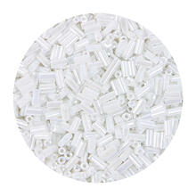 Rocailles-Perlen Stbchen, 6,75 mm, 14 g, Wei Irisierend