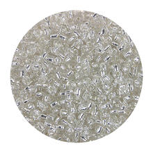 Rocailles-Perlen, 3,1 mm, 14 g, Transparent mit Silbereinzug