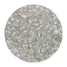 Rocailles-Perlen, 4 mm, 14 g, Transparent mit Silbereinzug