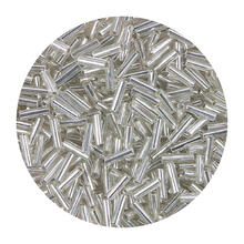 Rocailles-Perlen Stbchen, 6,75 mm, 14 g, Transparent mit Silbereinzug