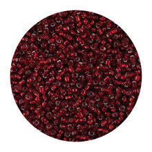 Rocailles-Perlen, 2 mm, 14 g, Rot mit Silbereinzug