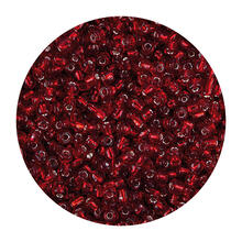 Rocailles-Perlen, 3,1 mm, 14 g, Rot mit Silbereinzug