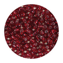 Rocailles-Perlen, 4 mm, 14 g, Rot mit Silbereinzug