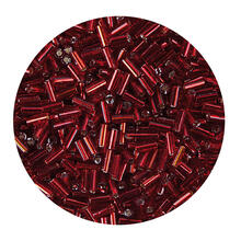 Rocailles-Perlen Stbchen, 6,75 mm, 14 g, Rot mit Silbereinzug