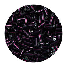 Rocailles-Perlen Stbchen, 6,75 mm, 14 g, Brombeer mit Silbereinzug