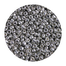 Rocailles-Perlen, 3,1 mm, 14 g, Silber Metallic