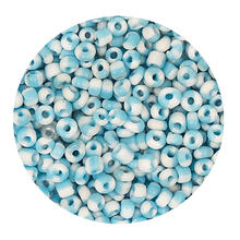 Rocailles-Perlen, 3,1 mm, 14 g, Blau-Wei