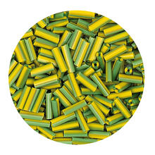 Rocailles-Perlen Stbchen, 6,75 mm, 14 g, Grn-Gelb