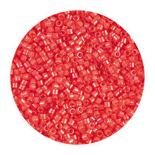 Rocailles-Perlen Itoshii Tube, 2 mm, 7 g, Neonrot Transparent