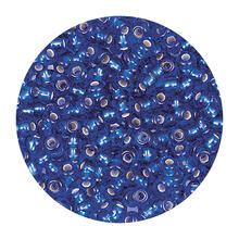 Rocailles-Perlen Itoshii, 2,6 mm, 17 g, Dunkelblau mit Silbereinzug
