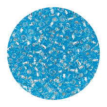 Rocailles-Perlen Itoshii, 2,6 mm, 17 g, Hellblau mit Silbereinzug