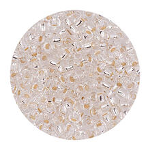 Rocailles-Perlen Itoshii, 2,6 mm, 17 g, Transparent mit Silbereinzug