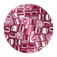 Rocailles-Wrfel-Perlen Itoshii Cube, 3 x 3 mm, 6 g, Magenta Transparent