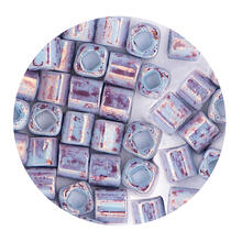 Rocailles-Wrfel-Perlen Itoshii Cube, 3 x 3 mm, 6 g, Marmor Lila