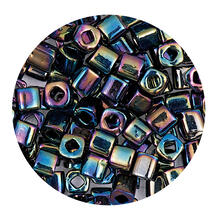 Rocailles-Wrfel-Perlen Itoshii Cube, 3 x 3 mm, 6 g, Lila Opak Regenbogen
