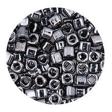 Rocailles-Wrfel-Perlen Itoshii Cube, 3 x 3 mm, 6 g, Grau Metallic