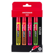 Amsterdam Marker Set, Reflexfarben, 4 x 4 mm