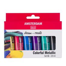 Amsterdam Acrylfarben Metallic-Set Colorful, 6 x 20 ml
