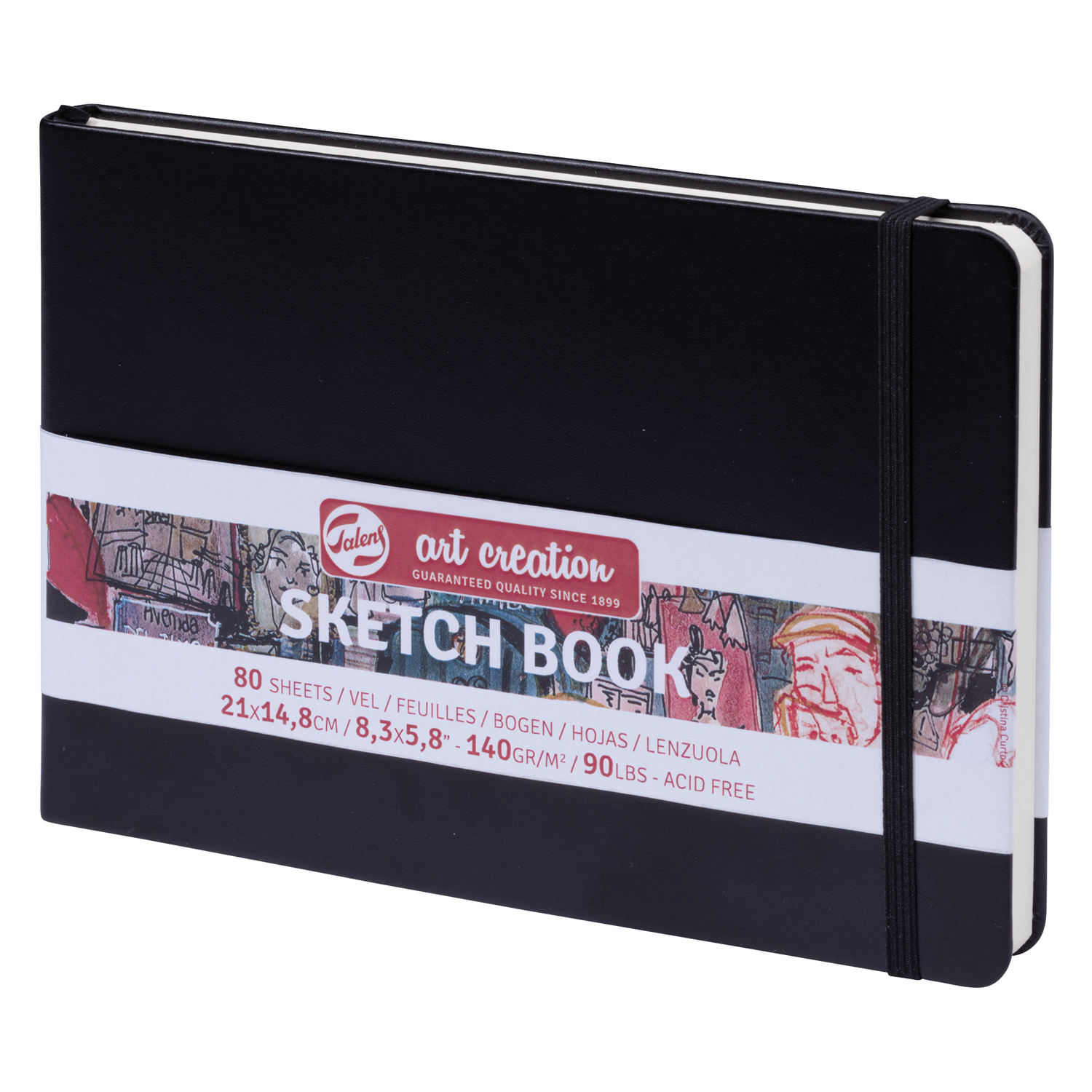 NEU Art Creation Skizzenbuch gebunden, 80 Blatt naturwei 140g/qm, 15 x 21 cm Querformat, Schwarz