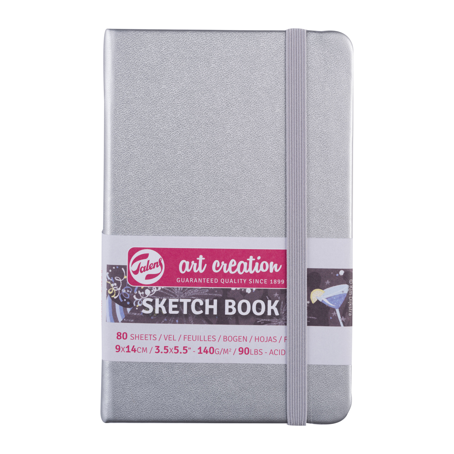 NEU Art Creation Skizzenbuch gebunden, 80 Blatt naturwei 140g/qm, 9 x 14 cm Hochformat, Silber Glnzend