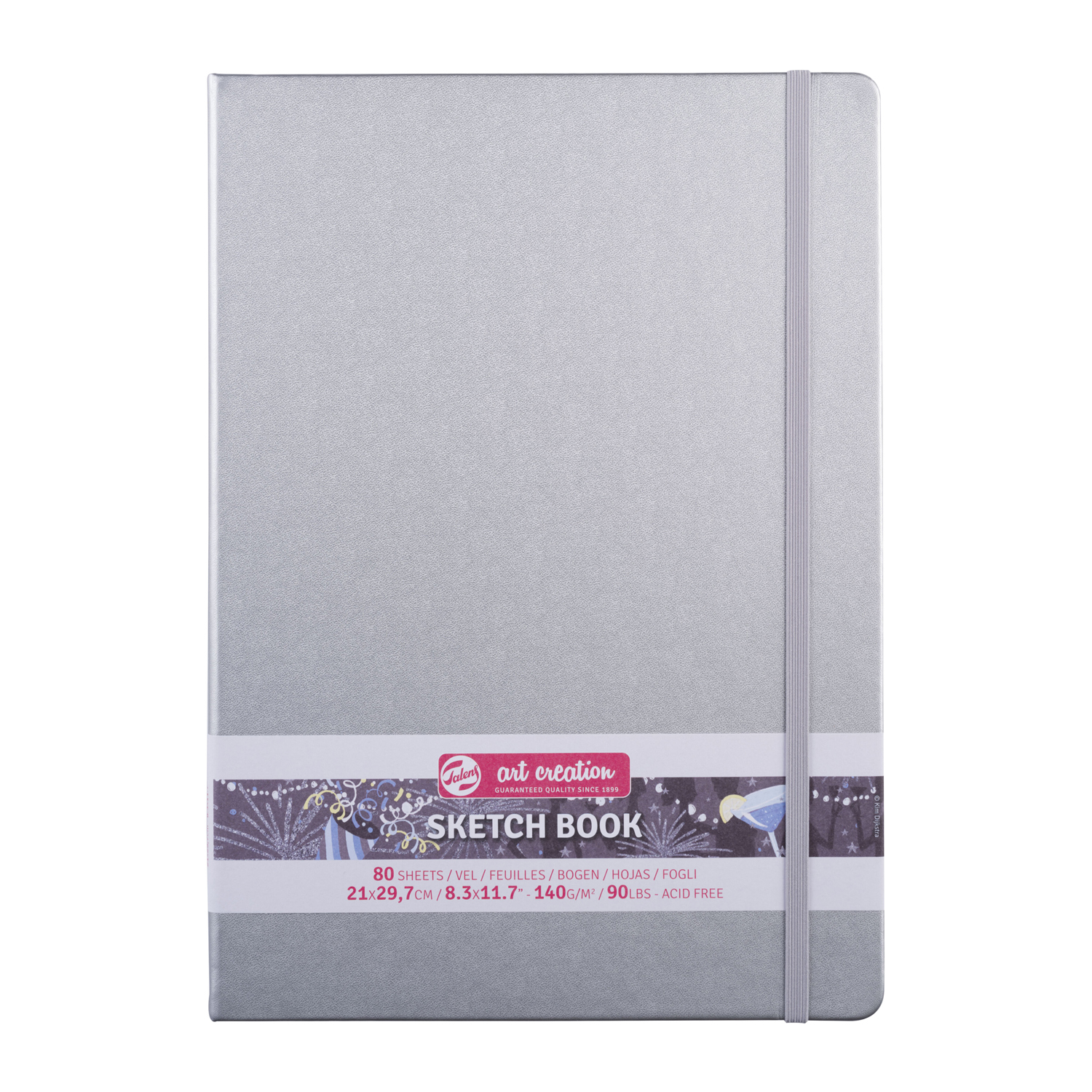 SALE Art Creation Skizzenbuch gebunden, 80 Blatt naturwei� 140g/qm, 21 x 30 cm Hochformat, Silber Gl�nzend