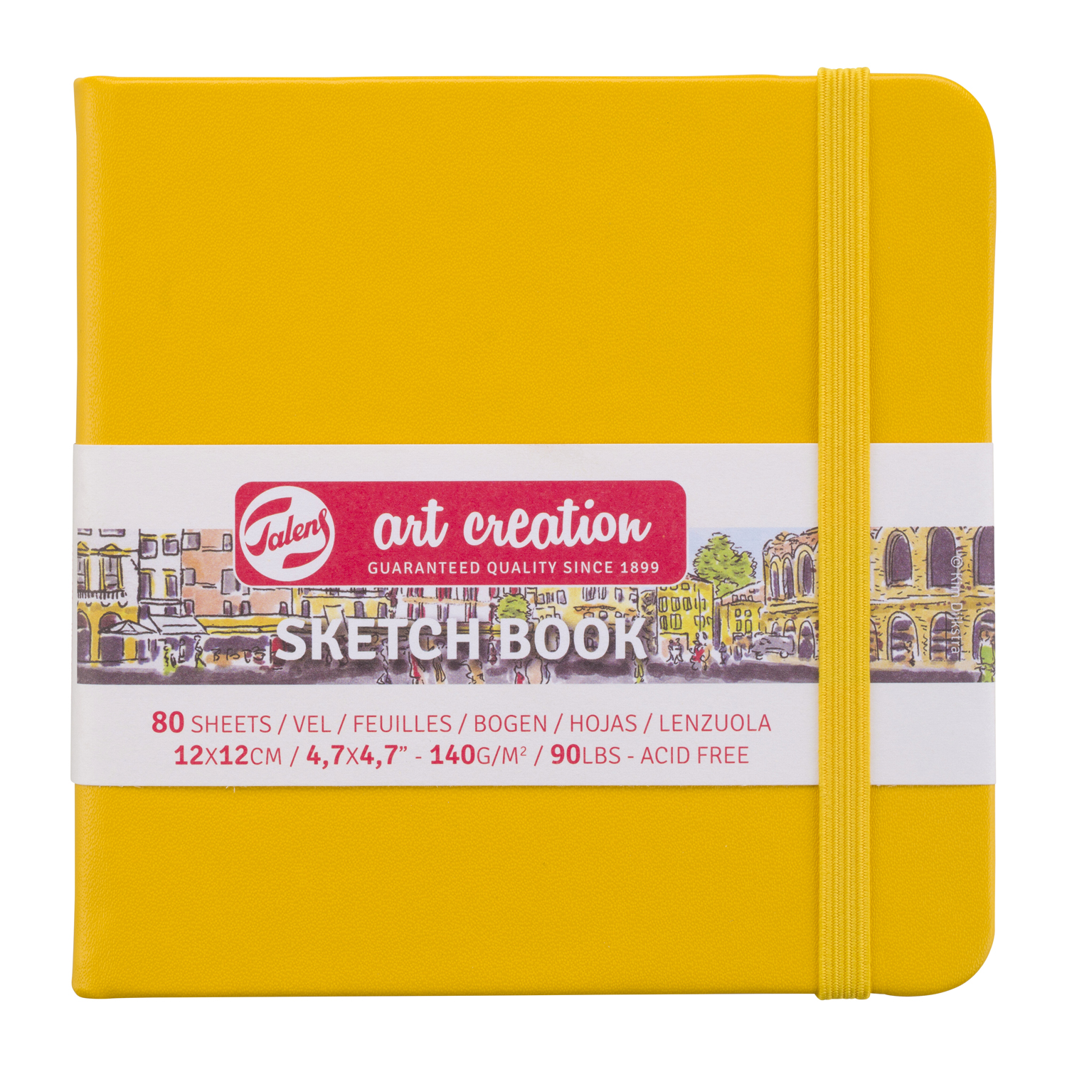 NEU Art Creation Skizzenbuch gebunden, 80 Blatt naturwei 140g/qm, 12 x 12 cm, Gelb