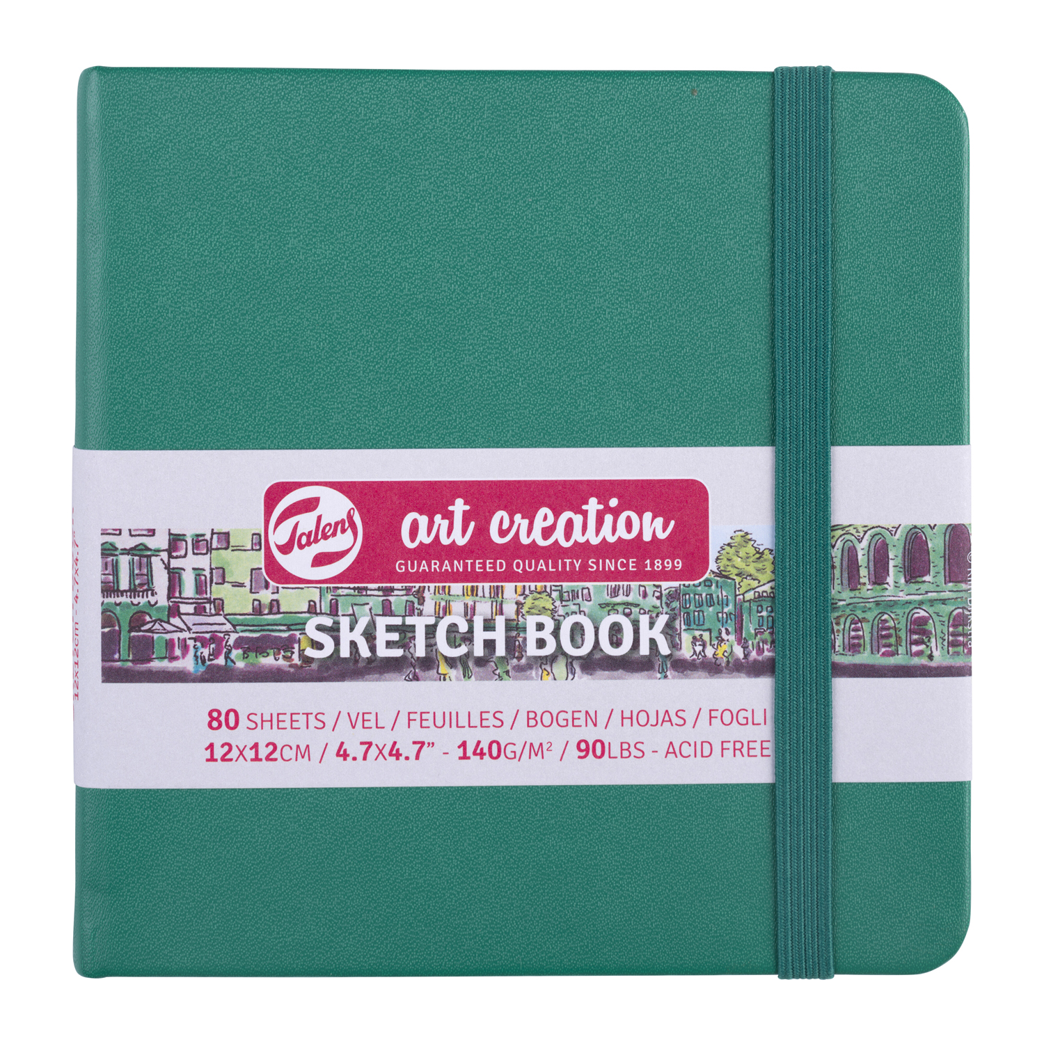 NEU Art Creation Skizzenbuch gebunden, 80 Blatt naturwei 140g/qm, 12 x 12 cm, Waldgrn