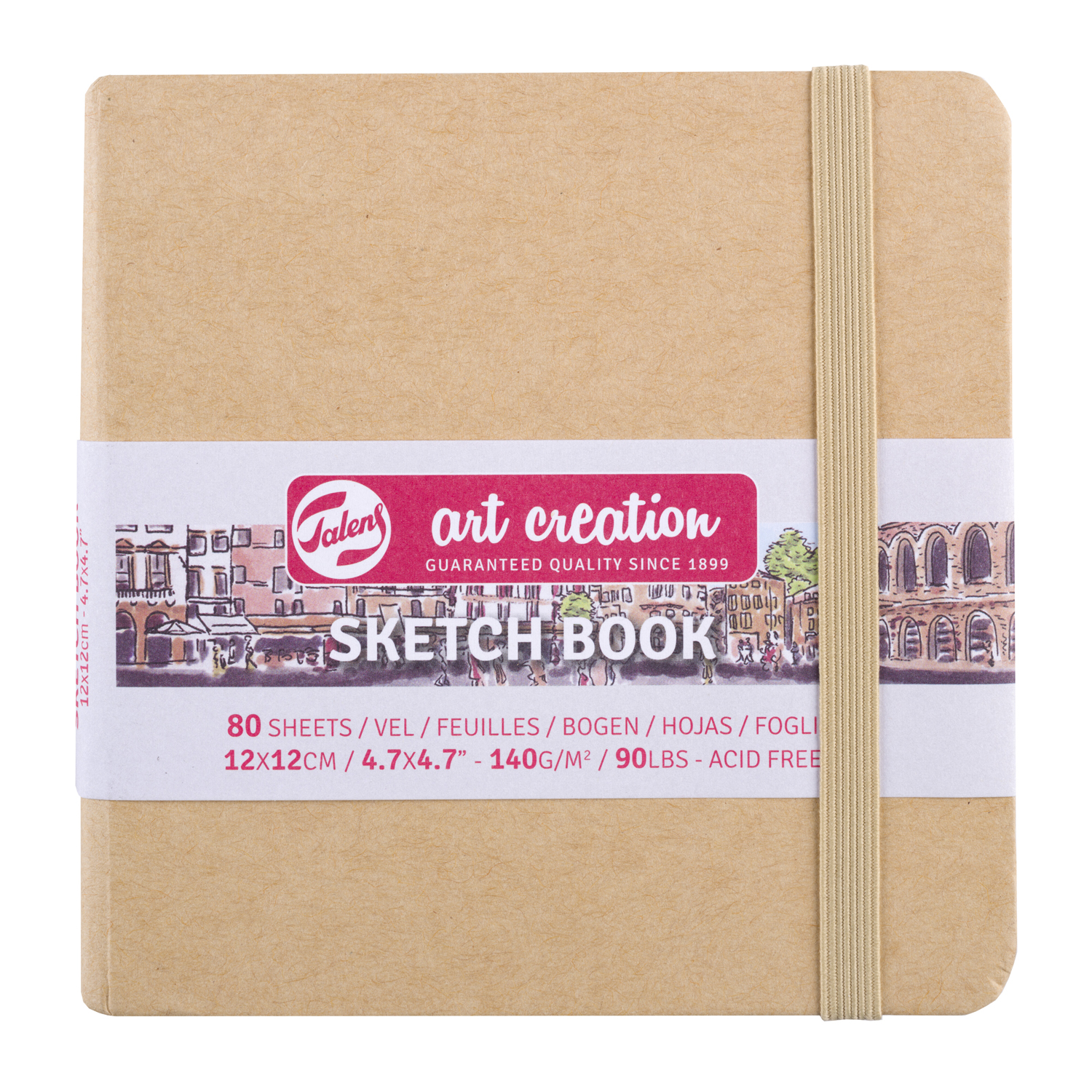 NEU Art Creation Skizzenbuch gebunden, 80 Blatt naturwei 140g/qm, 12 x 12 cm, Kraftumschlag