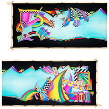 Gutta-Schal 180x45, Pong� 08, Motiv Cubic