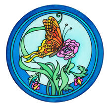 Gutta-Fensterbild 20cm, Pong� 08, Marry