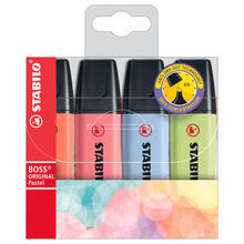 STABILO Textmarker Boss Original Pastel, 4er Etui Sommer