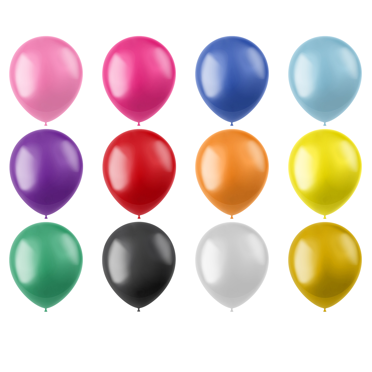 NEU Latex-Luftballons glänzend, 33cm Durchmesser, 100er-Pack, Metallic-Ballons, verschiedene Farben